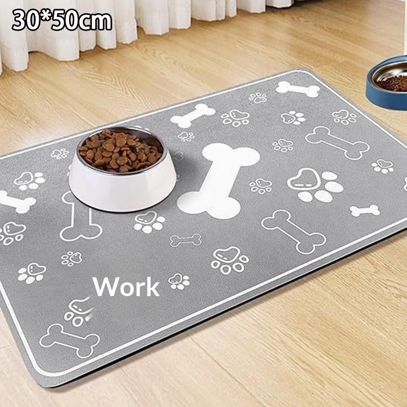 Diatomaceous Mud Absorbent Pet Placemat For Food And Water Bowl With Waterproof Quick-Dry Rubber Backing Non-Slip Home Pet Mat
