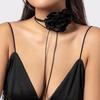 Exaggerated Big Rose Flower Clavicle Chain Necklace Adjustable Bowknot Choker