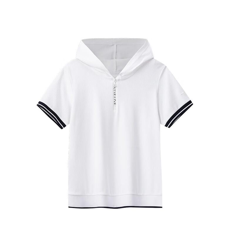 ANTA Women s Modal Hooded Half-Zip Short Sleeve Top 170/L снег белый
