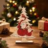 Solid Wood Santa Claus Figures Nordic Christmas Ornaments, Reindeer Snowman Figurine, Retro Ornaments Rustic Desktop Decoration for Holiday