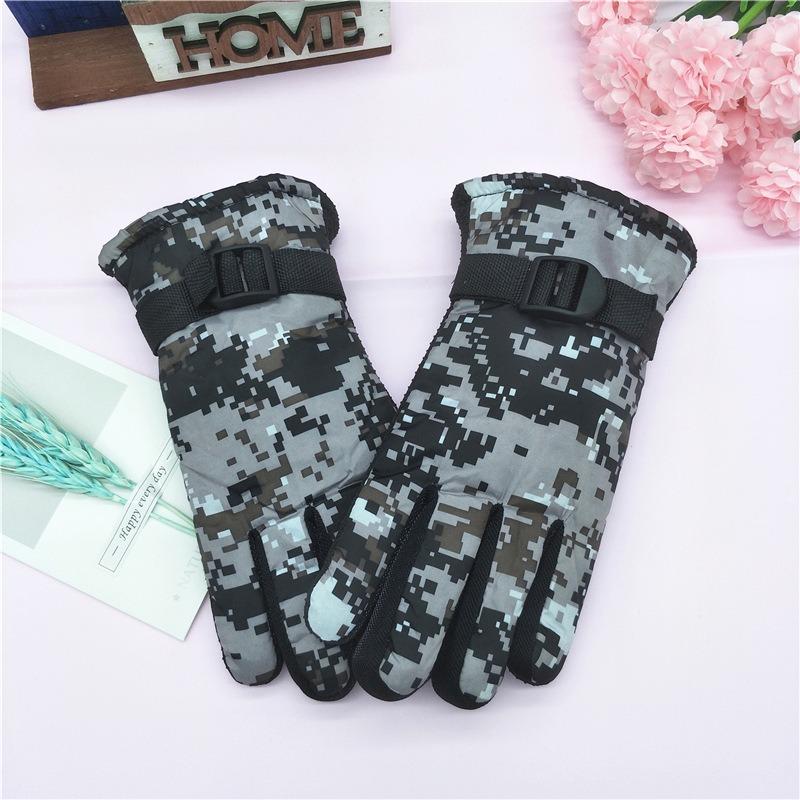1 Paar Kinder Winterhandschuhe für Jungen Mädchen 8-12 Jahre alt Fleece gefüttert Warm Dick Camouflage Ski Radfahren Design Fäustlinge Zubehör