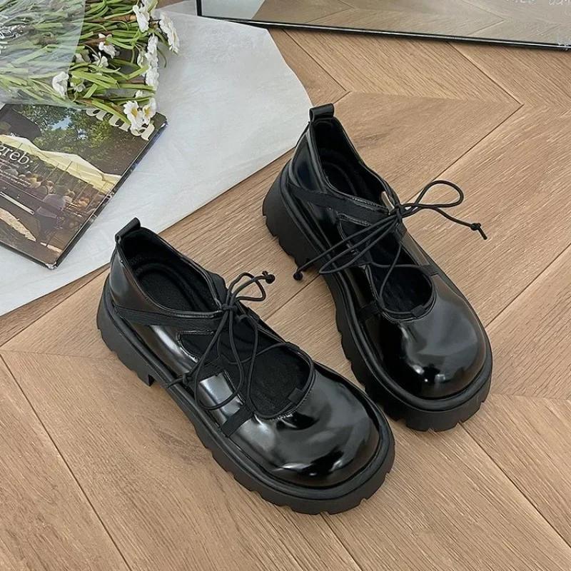 Women's Shoes 2024 Solid Color Round Toe Fashionable Women's Shoes Shallow Mouth Thick Sole Professional Women's Shoes Mary Jane