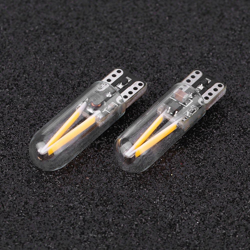 Pair of 8-28V W5W T10 Glass COB Filament LED Car Reading DRL Turn Signal LED Bulb White Light