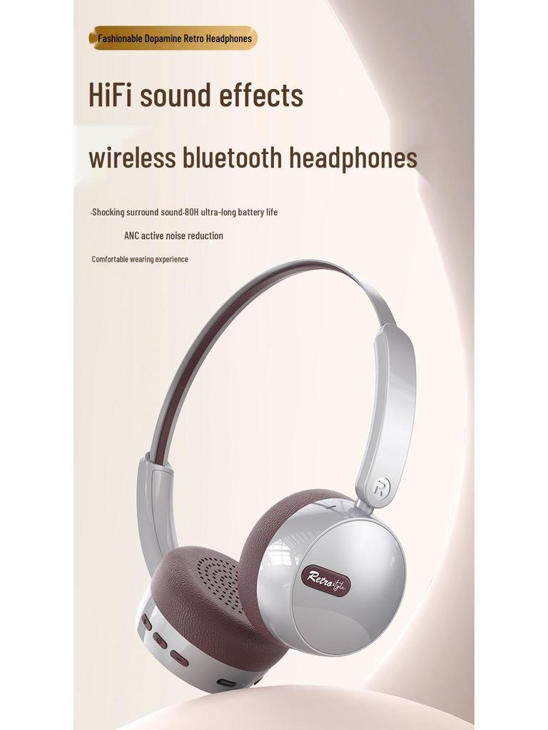 AKZ 810 Retro Maillard Style Wireless Bluetooth ANC Headphones