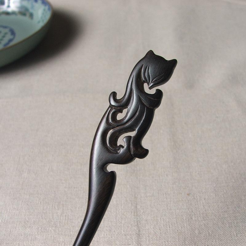 

Заколка-кисточка «Девятихвостая лиса» - Женский классический китайский свадебный аксессуар для волос из черного дерева