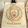 Custom Name Manchester City Flannel Blanket, High quality Comfortable for All Seasons, Home Decor, Warmth and Comfort