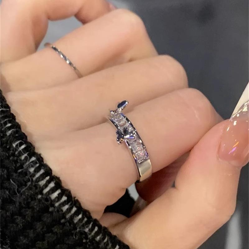 Exquisite Adjustable Butterfly Ring For Women Stylish Copper Fashion Accessory