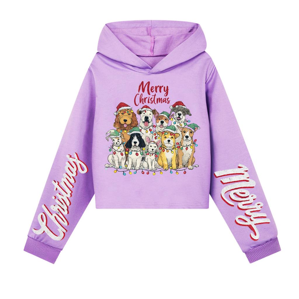 Kids' Casual Fashion Christmas Printed Long Sleeve Hooded Sweatshirt (No Drawstring)