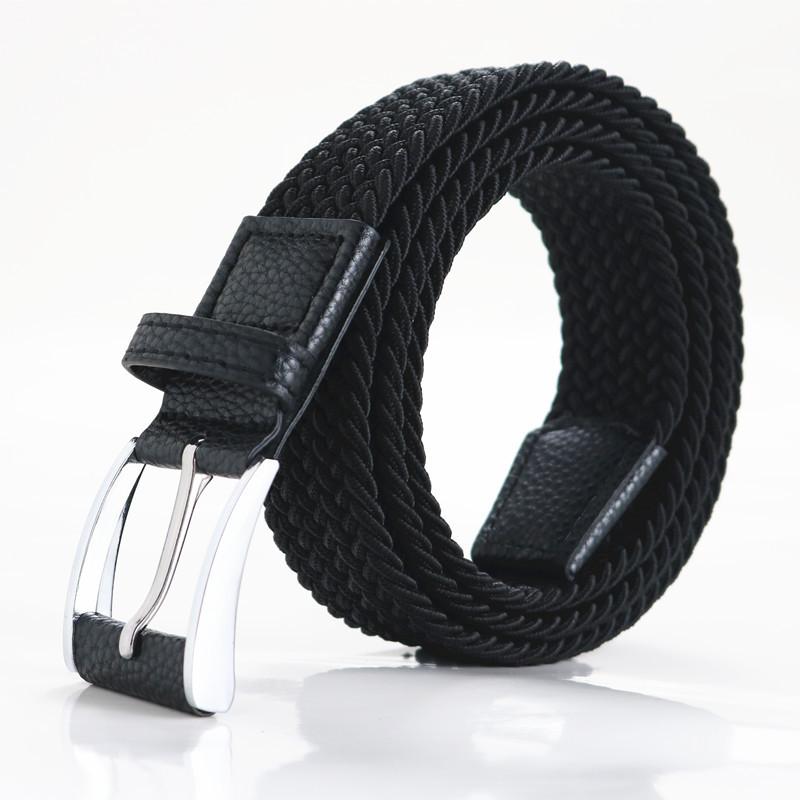 Men'S Braided Belt Elastic Elastic Canvas Belt Unisex No Punch Women'S Belt