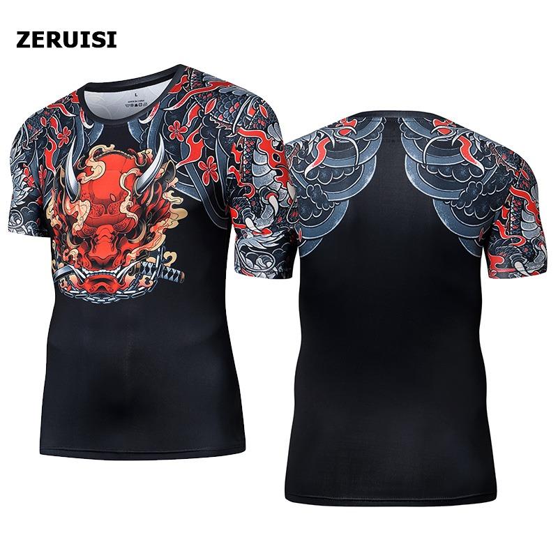 Summer Men's Compression T-Shirt Tops Harajuku Skull  Streetwear Running Sports Gym Men's Clothing