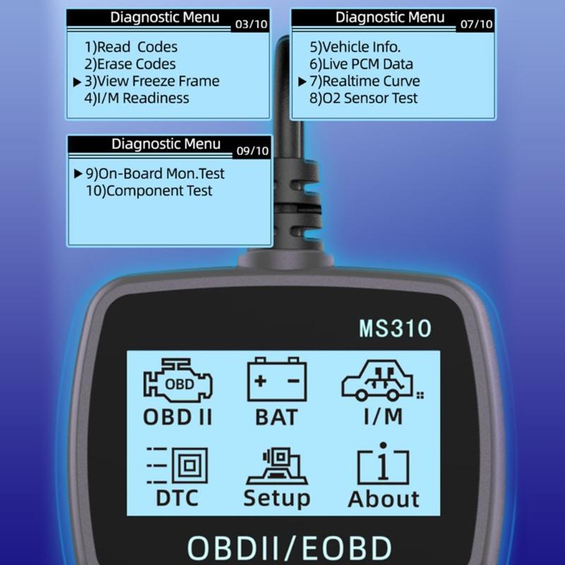 2.4in Display OBDII Scanner Car Fault Code Reader Battery Tester with Readiness OBDII Diagnostic Scanner