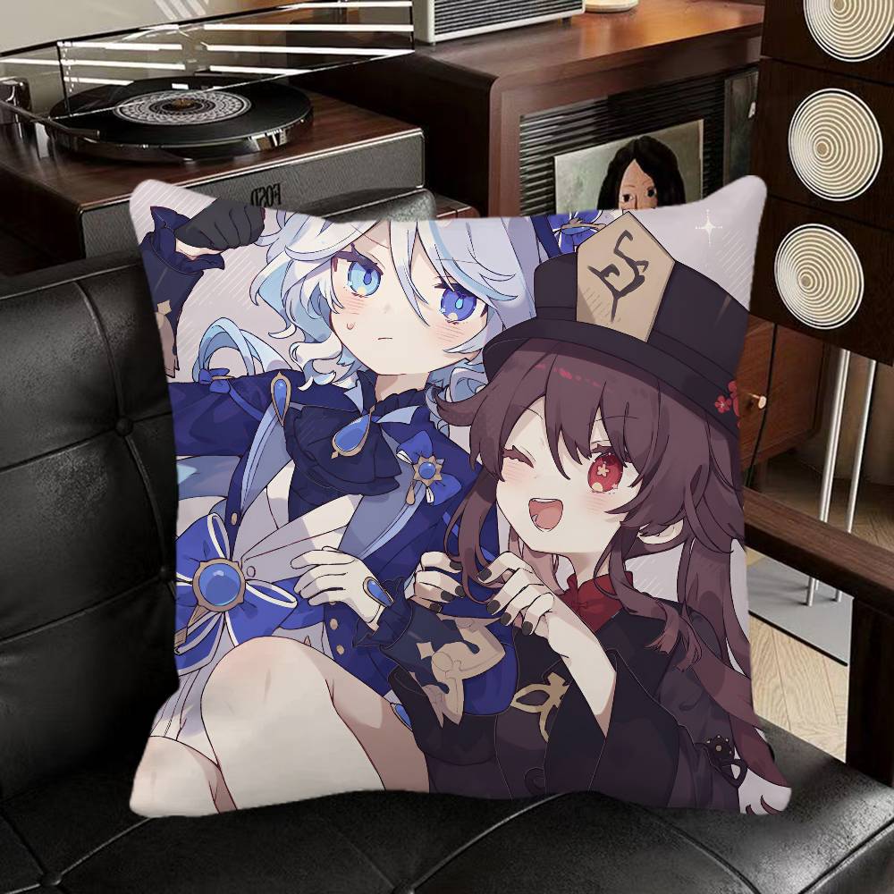 Genshin Impact Hu Tao Game Pillow Case Square Pillow Bedroom Sofa Leisure Comfort Cushion Car Home Decoration