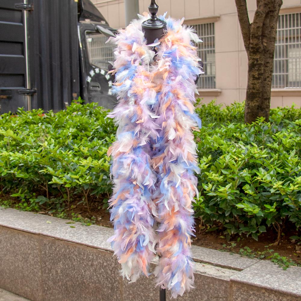 DIY Fluffy Rose Turkey Feather Boa 40G 60G 90G 2 Meter Chandelle Feathers Shawl Scarf for Carnival Party Dress Clothes Decoration