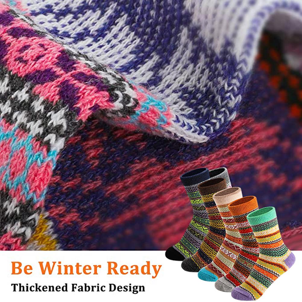 5 Pairs Christmas Wool Socks for Women Men Vintage Winter Warm Thick Cozy Socks Knitted Casual Soft Socks Sports Socks