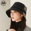 High Sense Fashion Splicing Plaid Bucket Hat Women's Autumn and Winter New Light Luxury Face Cover Hat British Temperament Thermal Hat