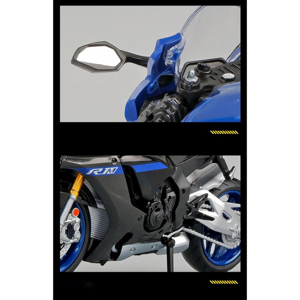 1/12 Yamaha YZF-R1M 60th Anniversary Rennmotorräder Legierung Motorradmodell Stoßdämpfer Sammlung Spielzeugauto Kindergeschenk