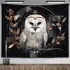 Lunar Sentinel Owl Tapestry Celestial Medieval Tapestrys Aesthetic Room Decor Witchy Occult Altar Cloth Tarot Background Cloths