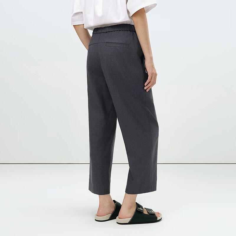 LESS 2025 Summer Straight-Leg Cropped Wool Commuter Pants