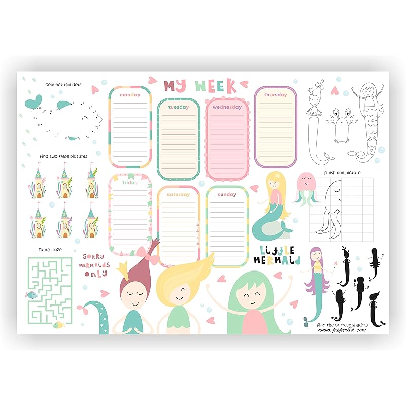 Coi Mermaid My Week Planner/Stylish Little Sea Girls Love Collection Writing Notepad With Multiple Fun Activities And Ta