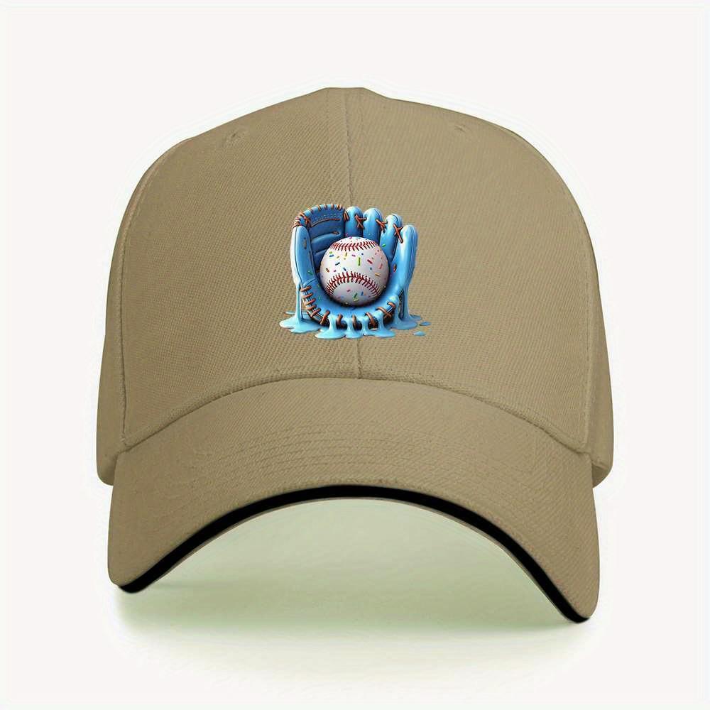 Sprinkle Donut Baseball Glazed Mitt Graphic Black Baseball Cap Adjustable Casual Sports Hat