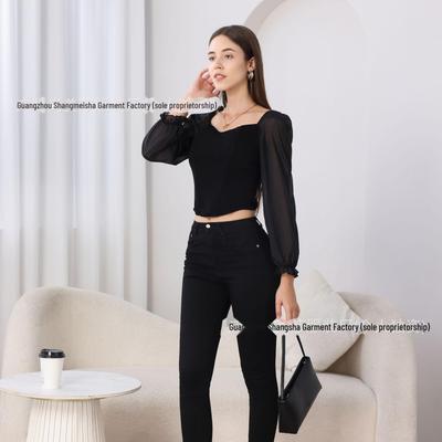 Europese en Amerikaanse Stijl Sexy Off-Shoulder Korsettop met Borstvullingen - Slankmakend Lange Mouw Visgraat Design voor Vrouwen Deze Herfst