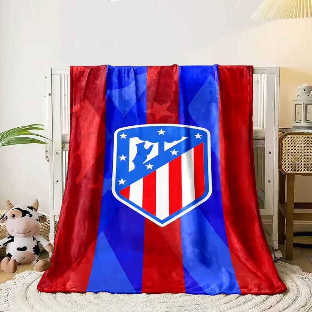 Vertical red and blue stripes with a shield emblem in the center. for all seasons blanket lunch break throw gift