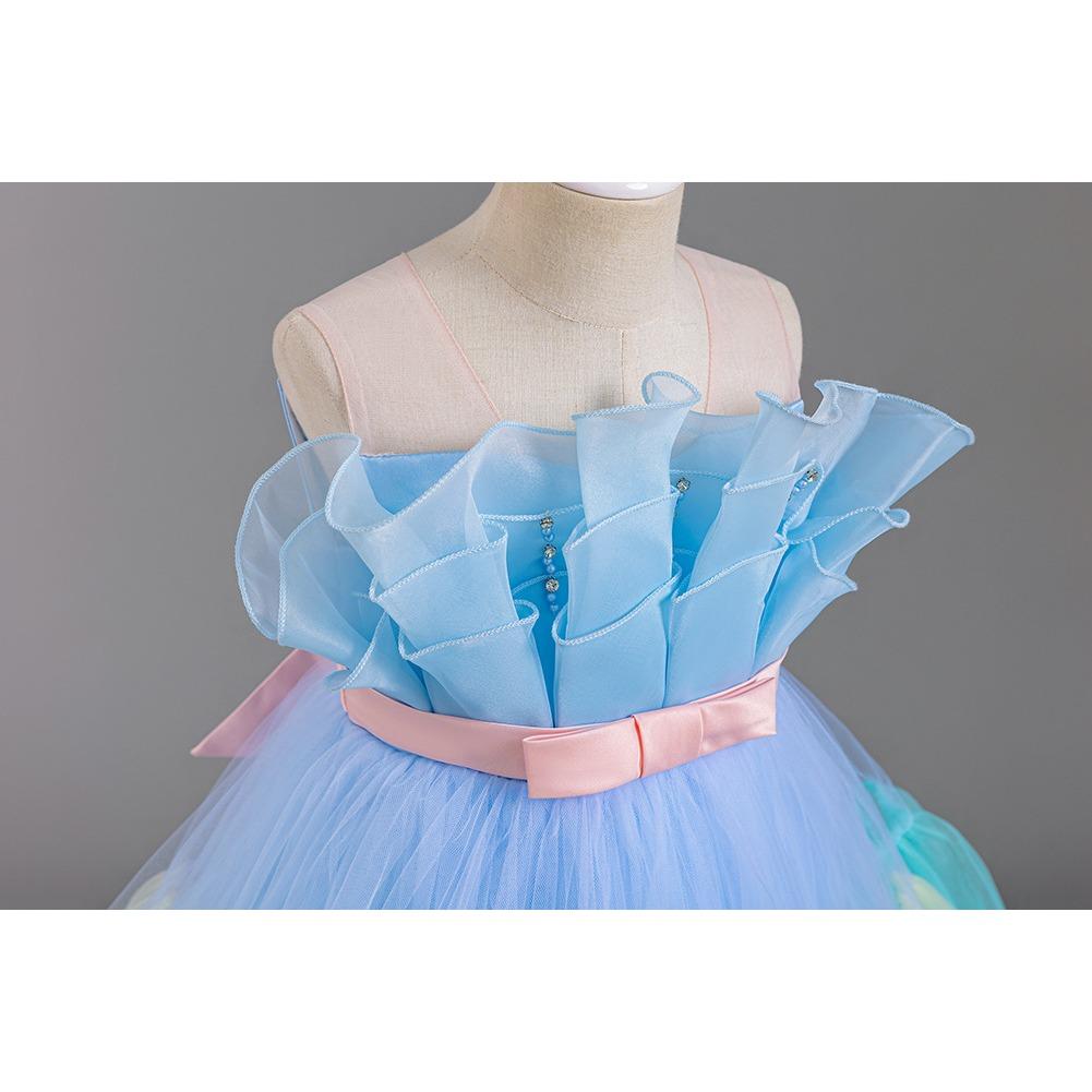 Girls Colourful Patchwork Princess Dresses Sleeveless Colour Patchwork Bowknot Dress Walking Piano Performance Dress 363  Girl's Favourite Dress