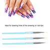 3pcs Nail Art Dotting Liner Brush UV Gel Painting Pen Drawing Tool Set Rhinestone Handle (Blue)