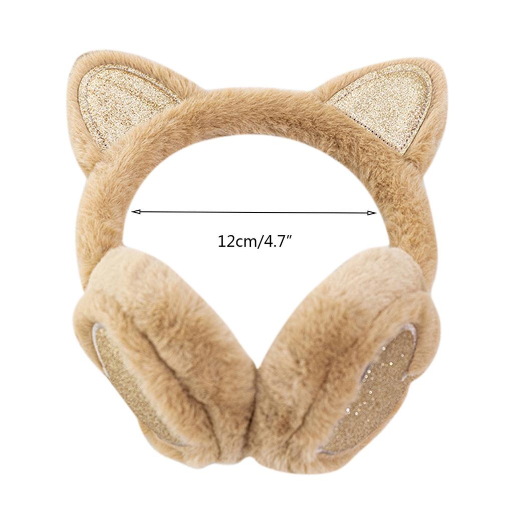 Lovely Winter Warm Cat Ear Warmers Glitter Ears Plush Earmuffs for Women Playful Girls Ear Muffs Cold Protection Warm Hat