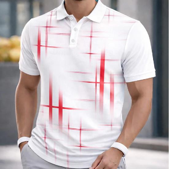 2026 Summer Geometric Men's Polo Shirt Short Sleeve Casual Shirt for Men