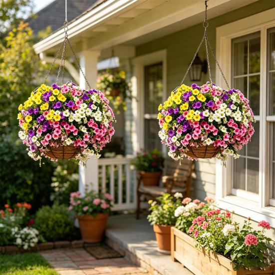 UV Resistant Artificial Petunias Flowers Outdoor Fake Flowers for Patio Porch