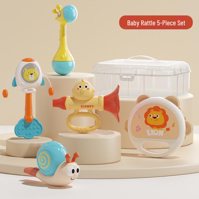 Baby Musical Rattle & Teether Set - Soothing Educational Toys for 0-1 Year Olds