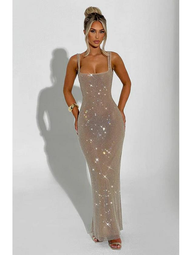 2026 European & American Summer Backless Sequin Evening Gown with Spaghetti Straps