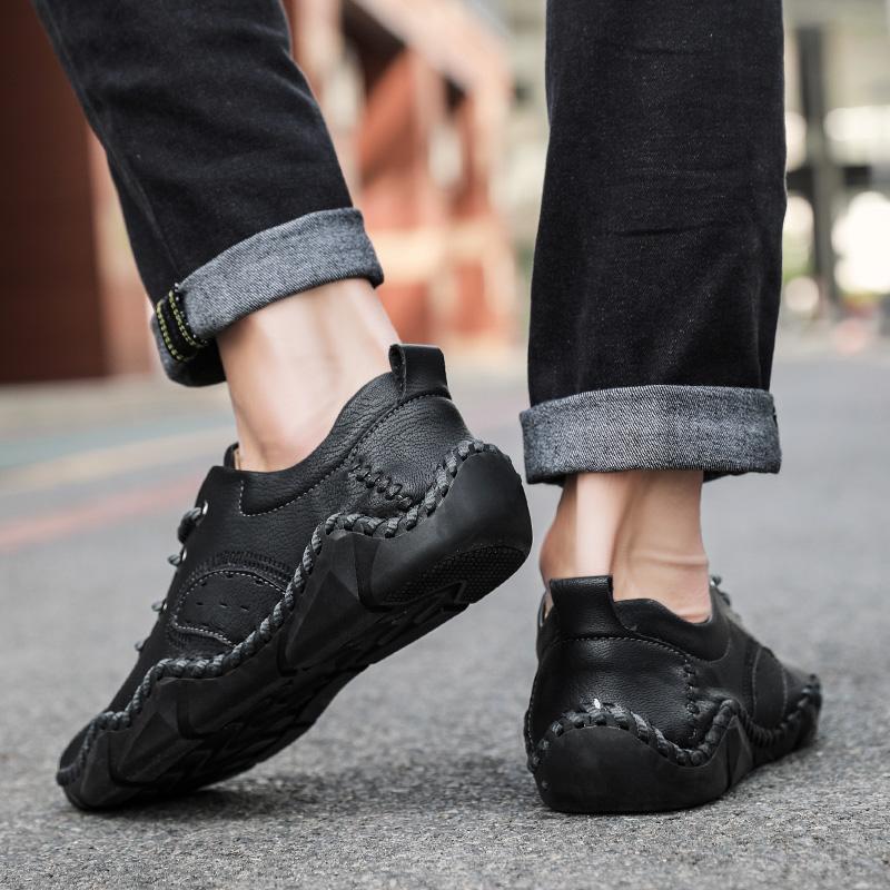 Mens Shoes Lace Up Handmade Sewing Leather Shoes Handmade Soft Breathable Luxury Men Moccasins Designer Men Sneakers Big Size 48