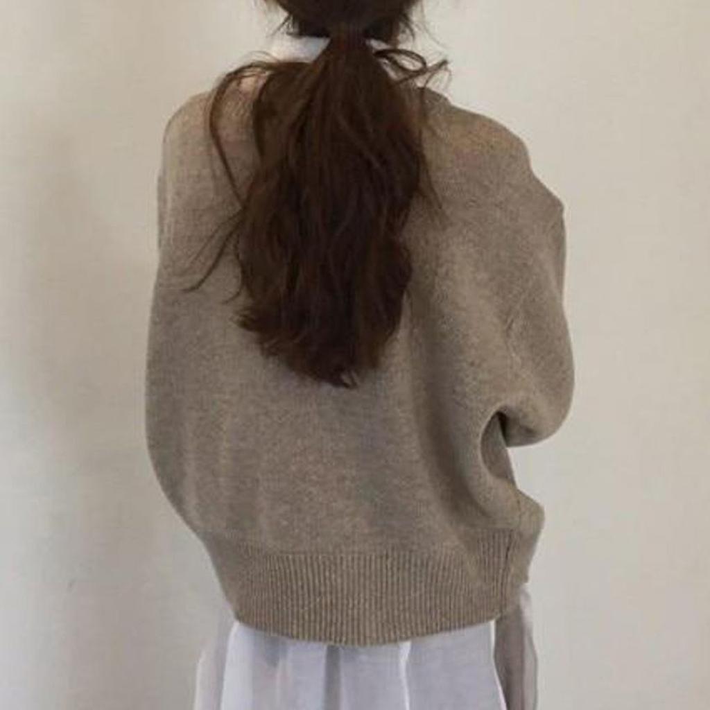 Women's  Buttoned Irregular Sweater Cardigan Round Neck Knitted Kacket
