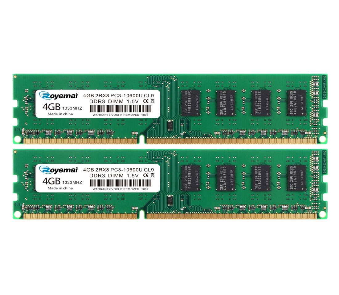 

DDR3 1333mhz 4GBx2 240pin CL9 Memory for Desktop PC PC3-10600U 1.5V Non-ECC