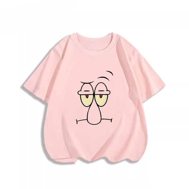 Potdemiel Summer SpongeBob SquarePants Pure Polyester Children's T-Shirt, Comfortable and Breathable, Suitable for Boys and Girls.