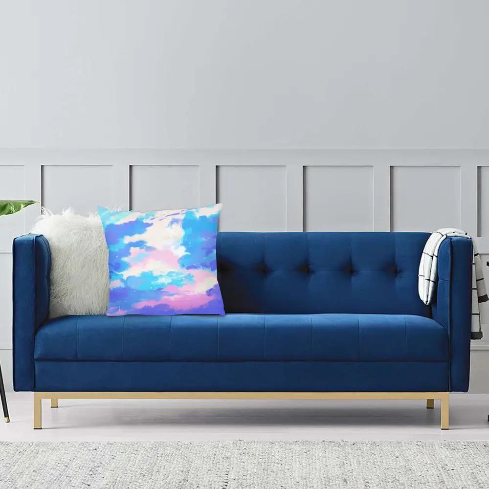 Galaxy Universe Blue Sky Pillowcase Printing Polyester Cushion Cover Decor Throw Pillow Case Cover Seat Zipper
