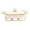 Luxury Ceramic Tableware Set: Rectangular Baking Pan, Casserole Stand, Candle-Heated Soup & Dry Pot