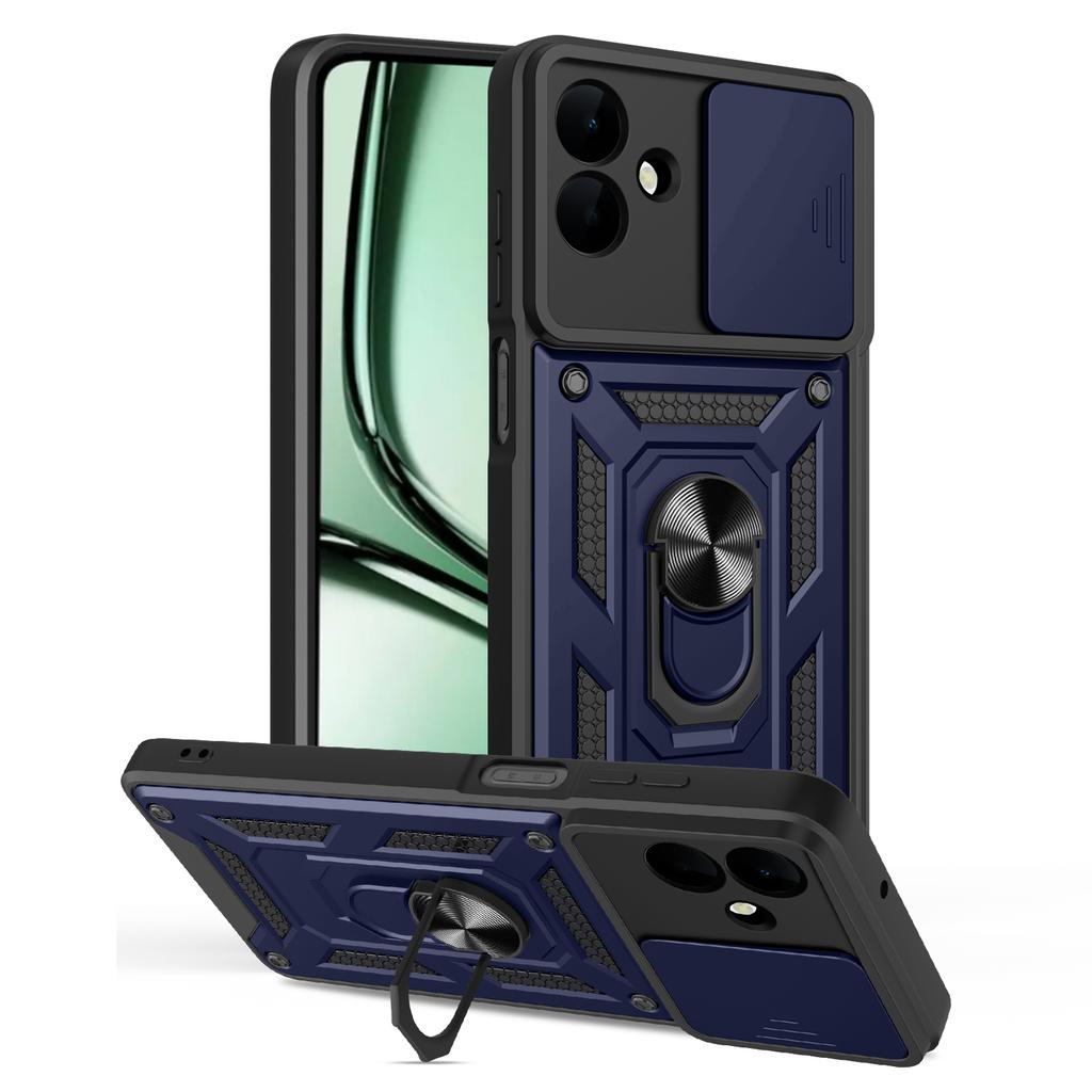 For Samsung Galaxy A07 4G Case with Slide Camera Lid PC+TPU Kickstand Phone Cover