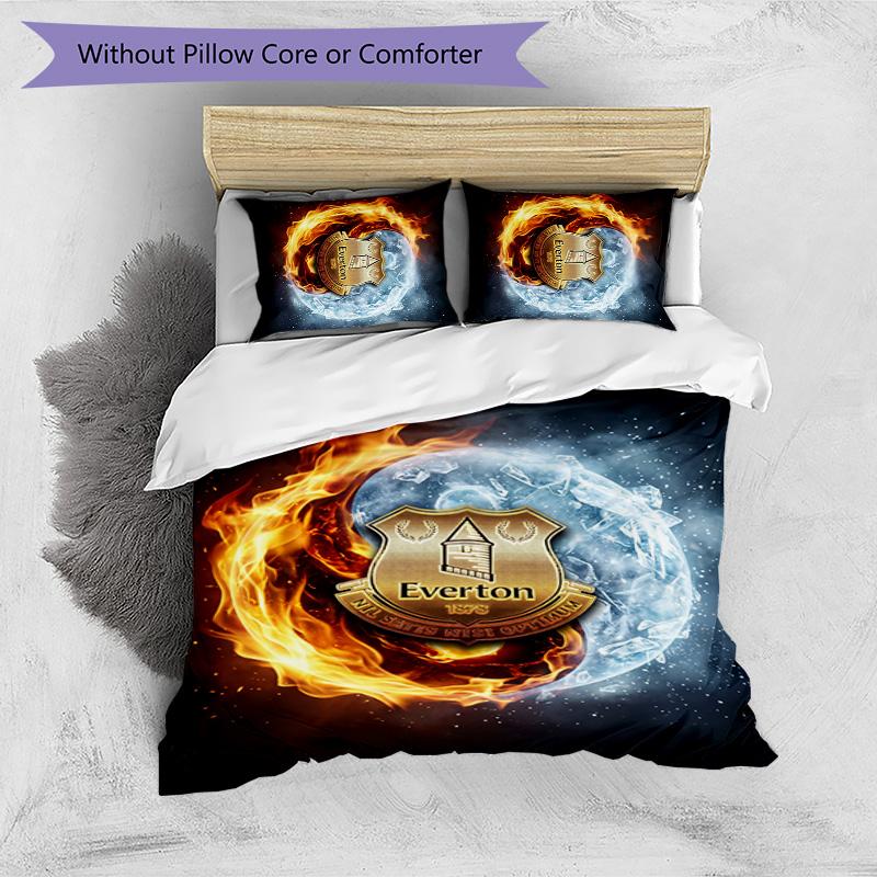 Set Lenzuola Everton Football Stampato 3 Pezzi, Comodo Set Copripiumino per Camera da Letto Amico della Pelle