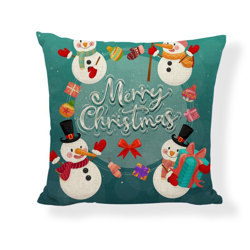 Red Series Santa Claus Pattern Throw Pillow Cover with Short Plush Print for Living Room Sofa Decoration Cushion Cover