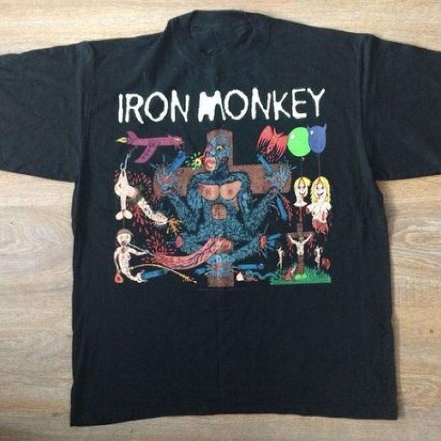 

Iron Monkey VTG черная футболка с коротким рукавом Все размеры от S до 45XL 1F1745 Унисекс футболка XXXXL