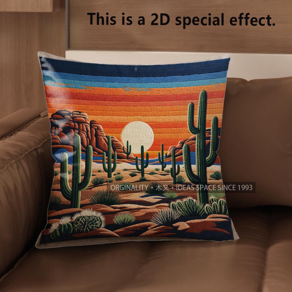 D Set Of  Desert Sunset Boho Throw Pillow Covers Pattern Cushion Cover Suitable For Sofa Bedroom Car Pillow Cover