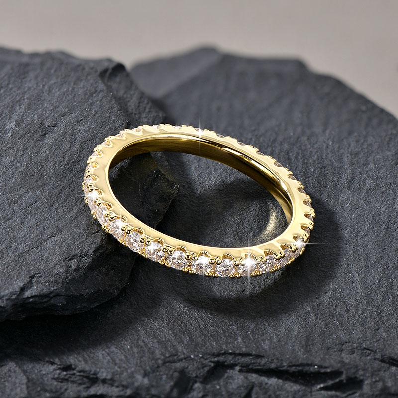 Lnngy 14k Gold Filled Wedding Band For Women Certified D Color VVS1 Lab Created 2mm Moissanite Eternity Ring Sparkling Jewelry
