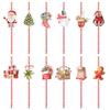 Christmas Party Decoration 24Pcs Snowman Water Cup Drink Disposable Decoration Straw Supplies