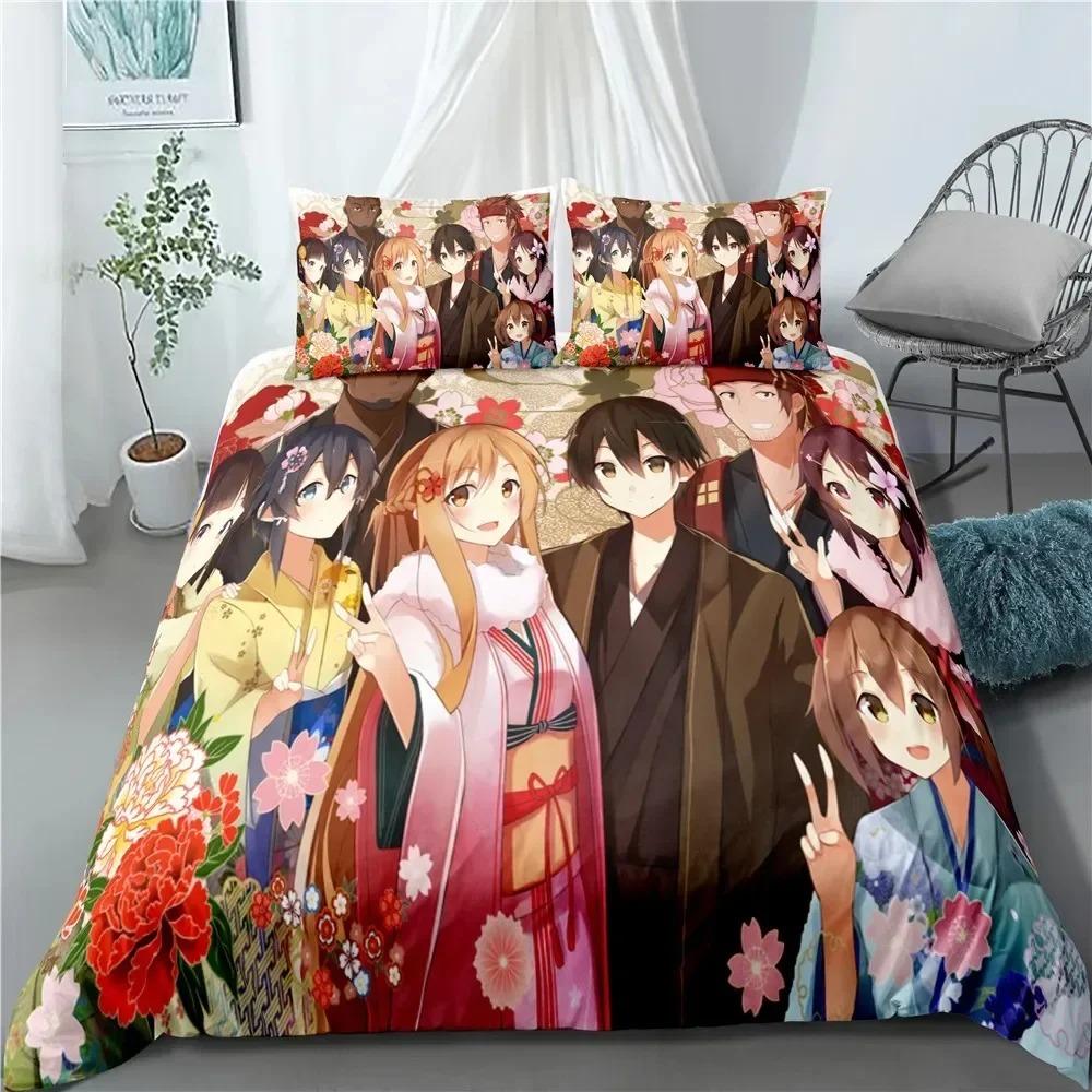 New Anime Sword Art Online Bedding Set Bedroom Soft Modern Bedspreads Comefortable Kids Duvet Cover Quilt Cover And Pillowcase