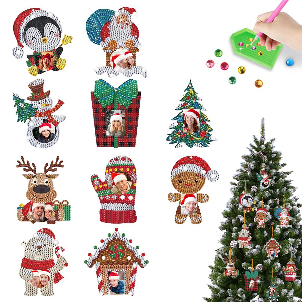 

10Pcs Christmas Diamond Painting Photo Frame Hanging Pendant 5D DIY Photo Frame Dots Pendant Bedroom Table Decor