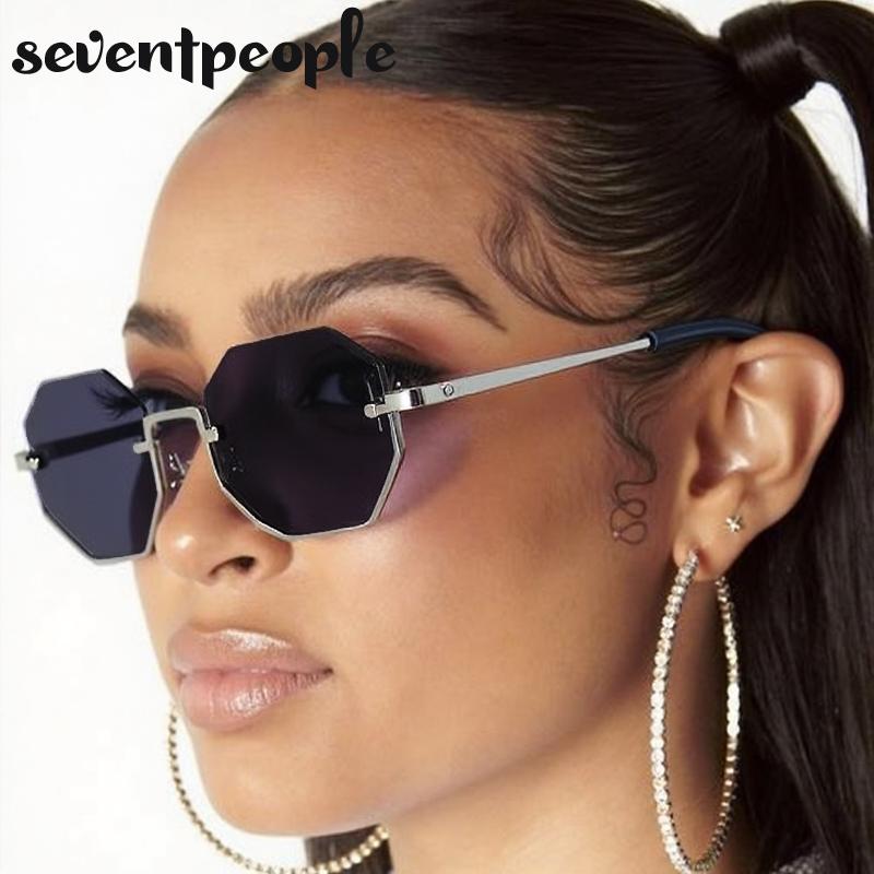 Steampunk Semi-Rimless Rectangle Sunglasses Women  Luxury Brand Vintage Metal Outdoor Sunglass Trendy Driving Shades UV400