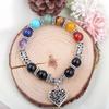 7 Chakra- Heart Bracelet Balance Stone Beaded Bracelet Yoga Charm Bracelet